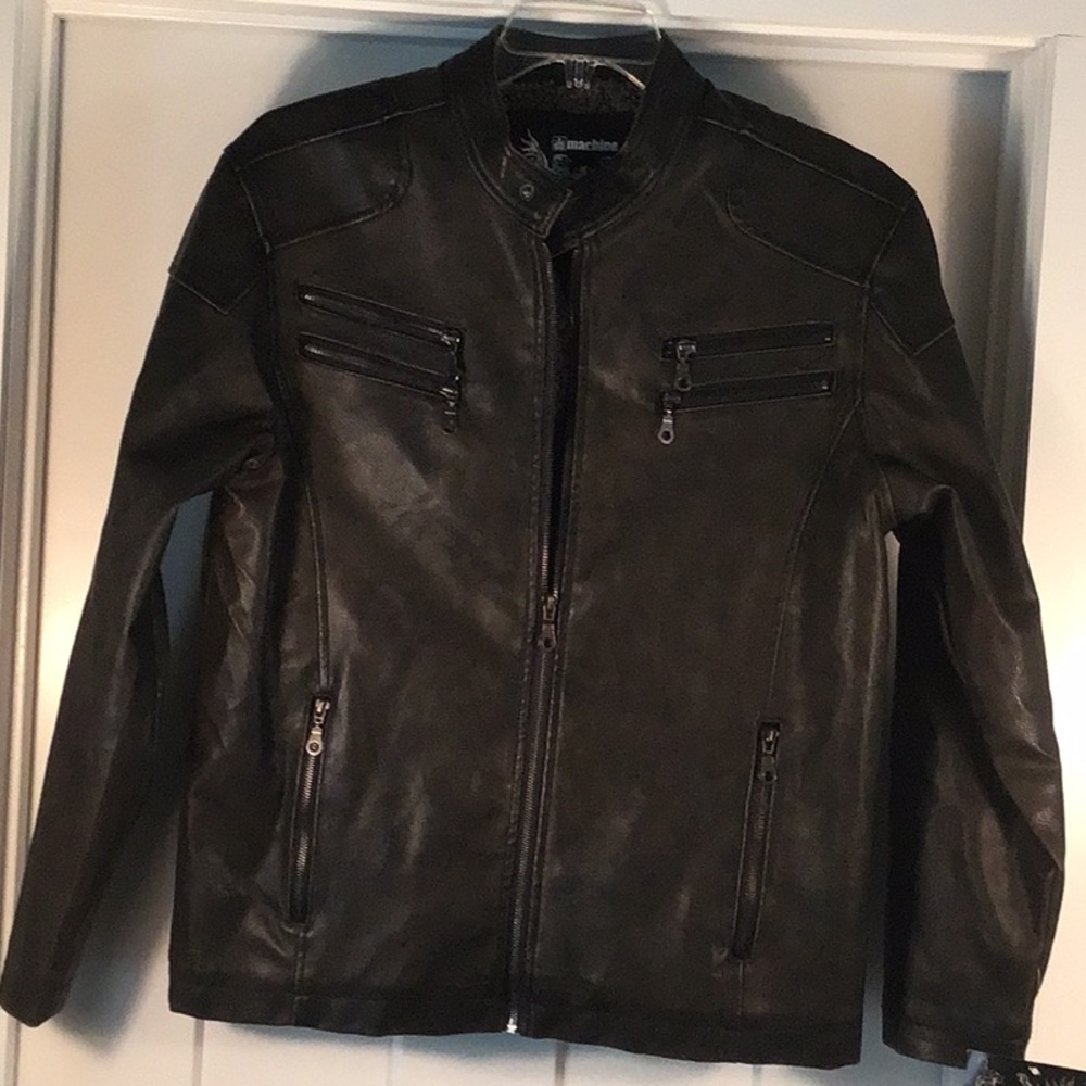 NWT Faux  leather men’s small women’s L coat